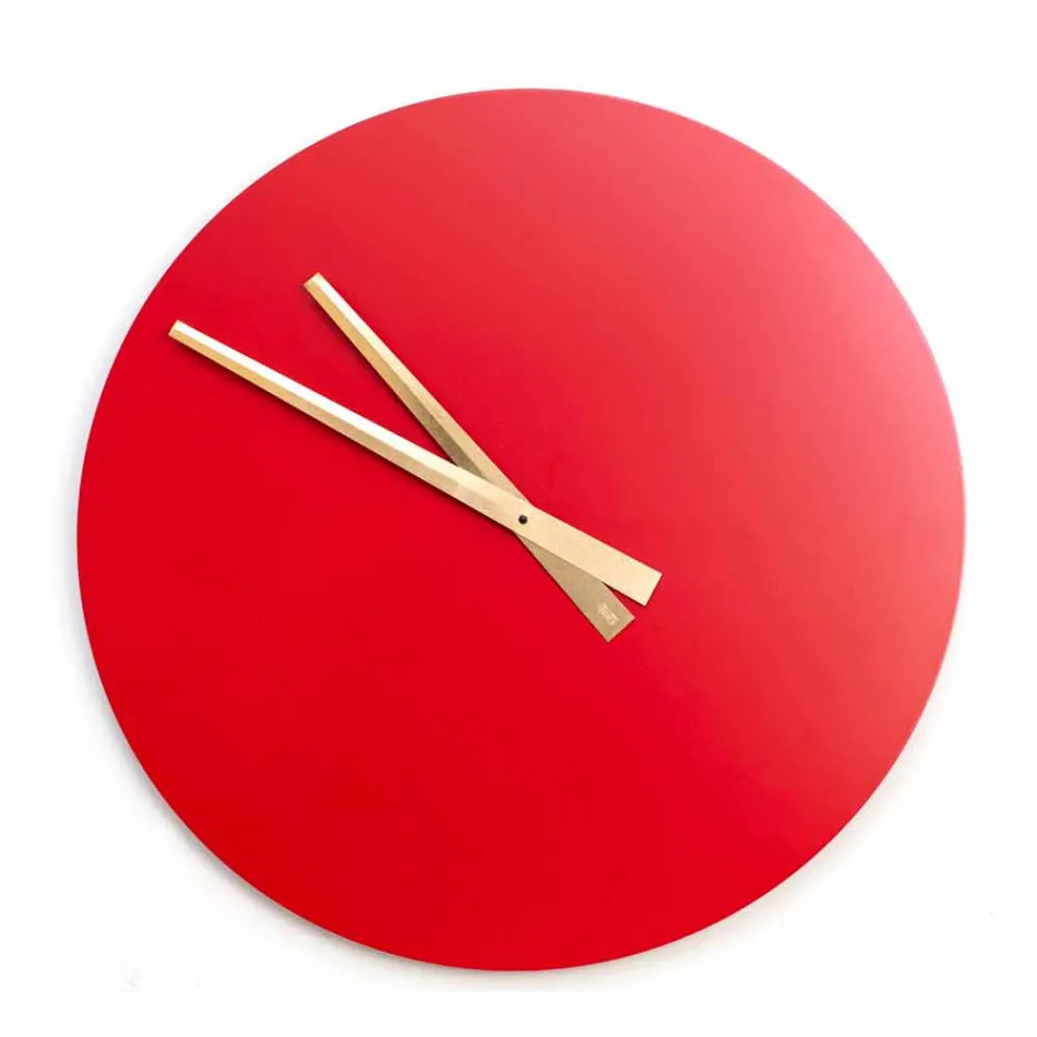 Ceas de perete modern modern colorat în lemn rotund - Dione Viadurini