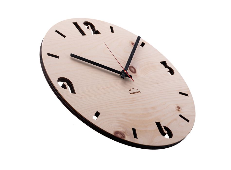Ceas de perete din lemn de pin elvețian fabricat în Italia Andrea Viadurini