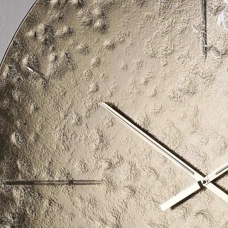 Ceas de perete din sticlă topită ondulată cu ace din alamă - Radia Viadurini