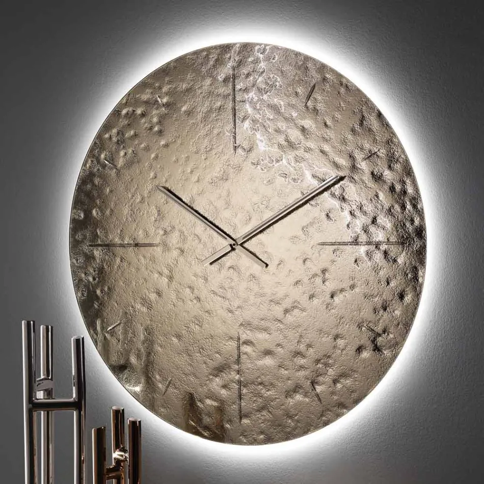 Ceas de perete din sticlă topită ondulată cu ace din alamă - Radia Viadurini