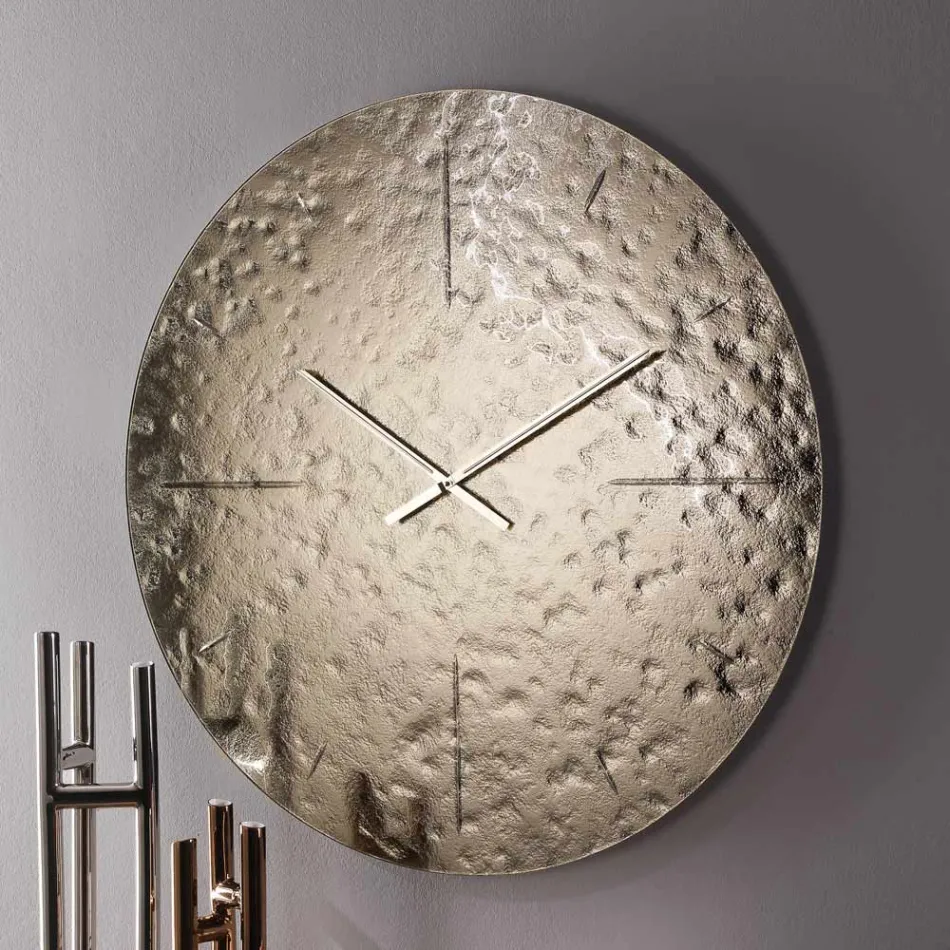 Ceas de perete din sticlă topită ondulată cu ace din alamă - Radia Viadurini