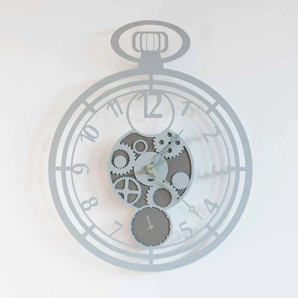 Ceas de perete circular modern în fier colorat realizat în Italia - Cireș Viadurini