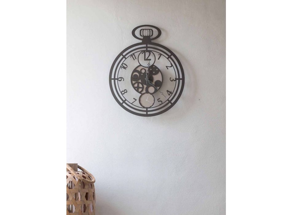 Ceas de perete modern circular în fier colorat realizat în Italia - Cireș Viadurini