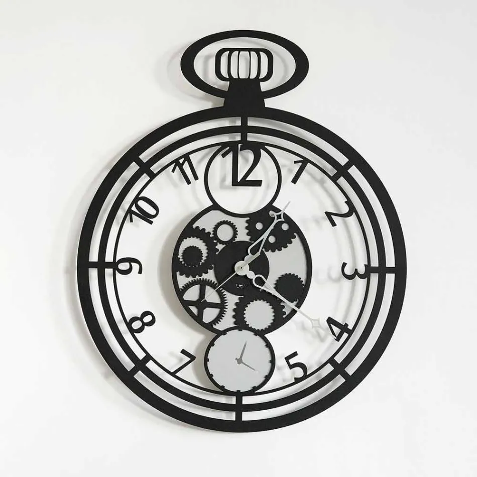 Ceas de perete circular modern în fier colorat realizat în Italia - Cireș Viadurini