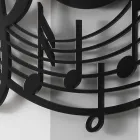 Ceas de perete rotund negru de design modern în lemn decorat - muzică Viadurini