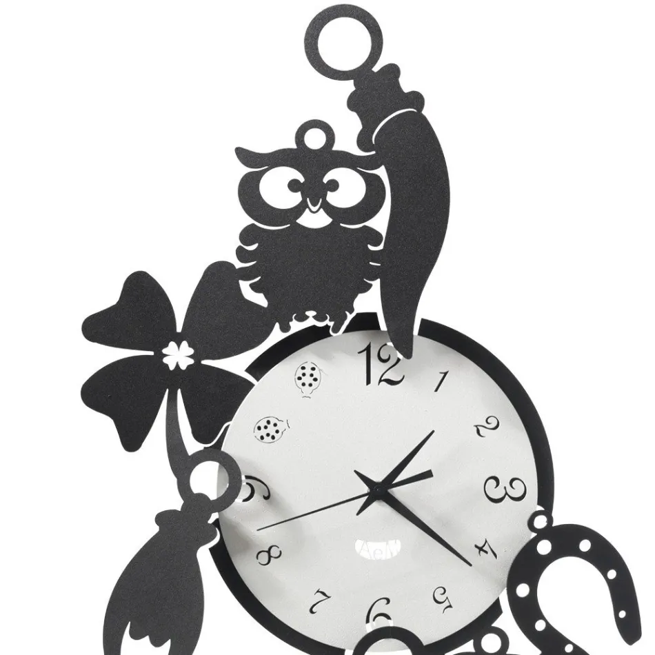 Ceas de Perete din Fier Design Rotund cu Decoratiuni Fortuna - Tibio Viadurini