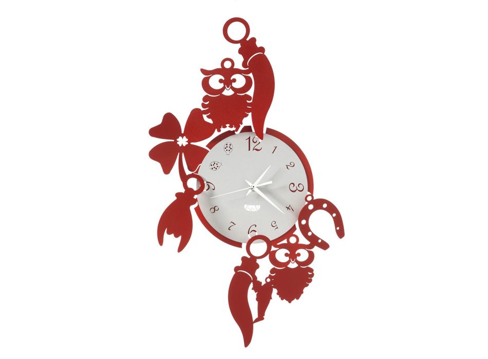 Ceas de Perete din Fier Design Rotund cu Decoratiuni Fortuna - Tibio Viadurini