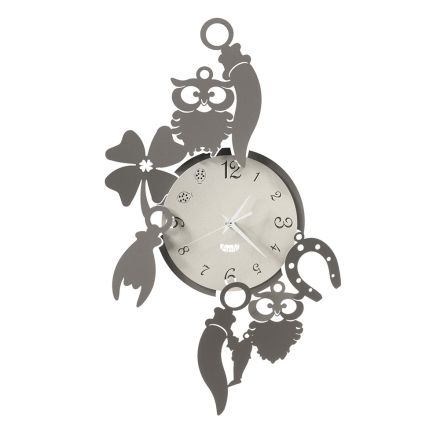 Ceas de Perete din Fier Design Rotund cu Decoratiuni Fortuna - Tibio Viadurini