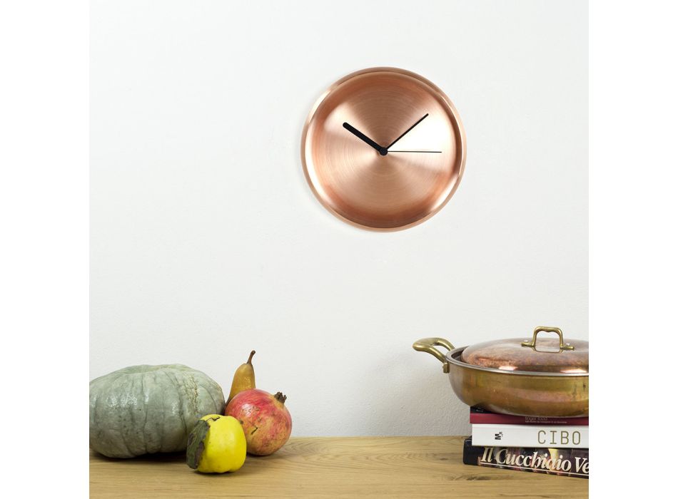 Ceas de perete rotund în design de cupru lustruit realizat în Italia - Ogio Viadurini