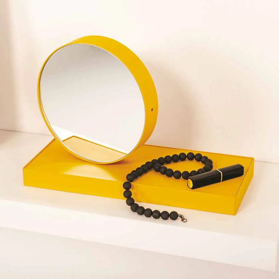 Ceas de masă pivotant cu oglindă din oțel Fabricat în Italia - Meritoriu Viadurini