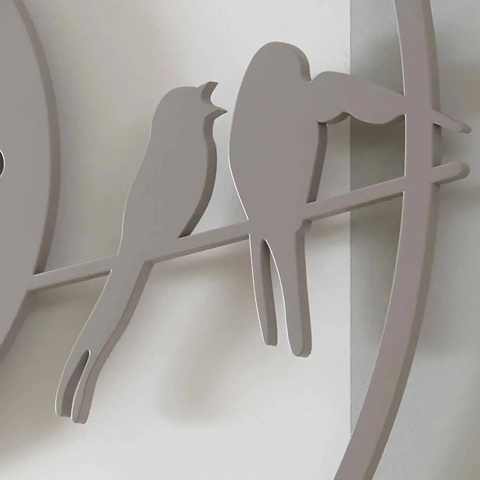 Ceas mare de design modern în lemn rotund colorat - Păsări Viadurini