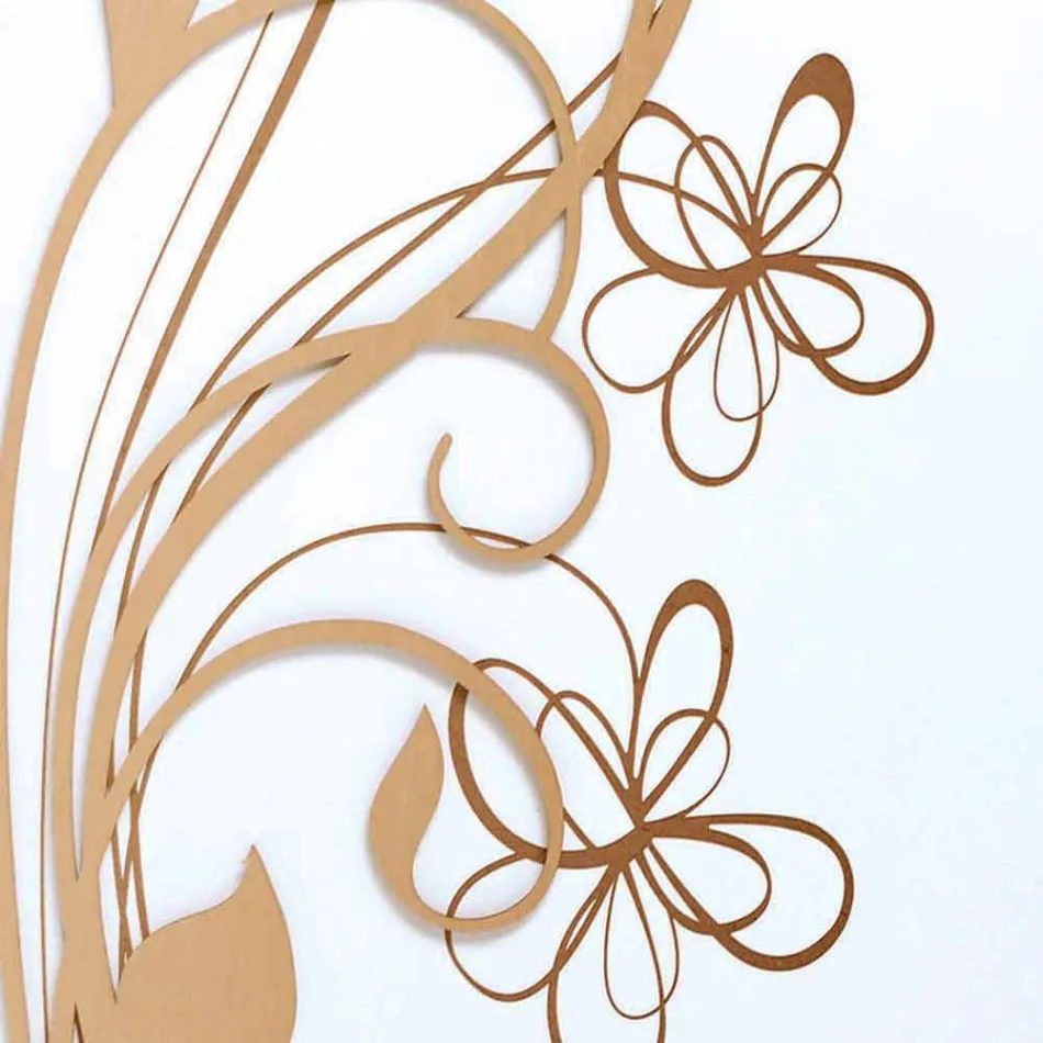 Ceas de perete mare pătrat în lemn alb cu floare - Florello Viadurini