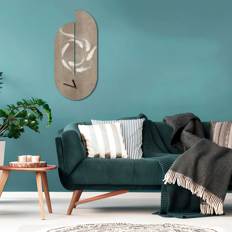 Ceas din lemn cu imprimeu stârc Made in Italy - Palau Viadurini