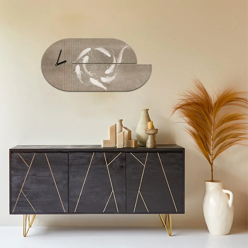 Ceas din lemn cu imprimeu stârc Made in Italy - Palau Viadurini