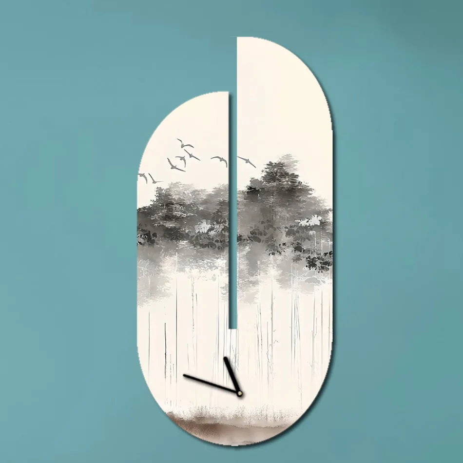 Ceas din lemn cu imprimeu stârc Made in Italy - Palau Viadurini