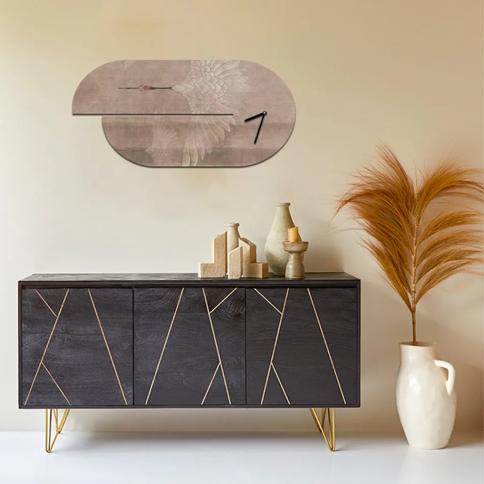 Ceas din lemn cu imprimeu stârc Made in Italy - Palau Viadurini