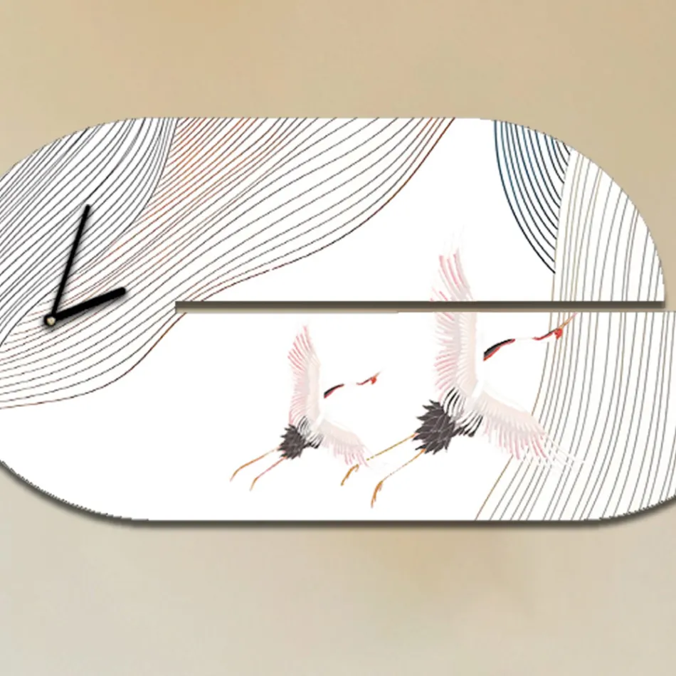 Ceas din lemn cu imprimeu stârc Made in Italy - Palau Viadurini