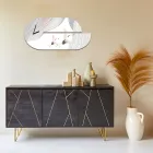 Ceas din lemn cu imprimeu stârc Made in Italy - Palau Viadurini