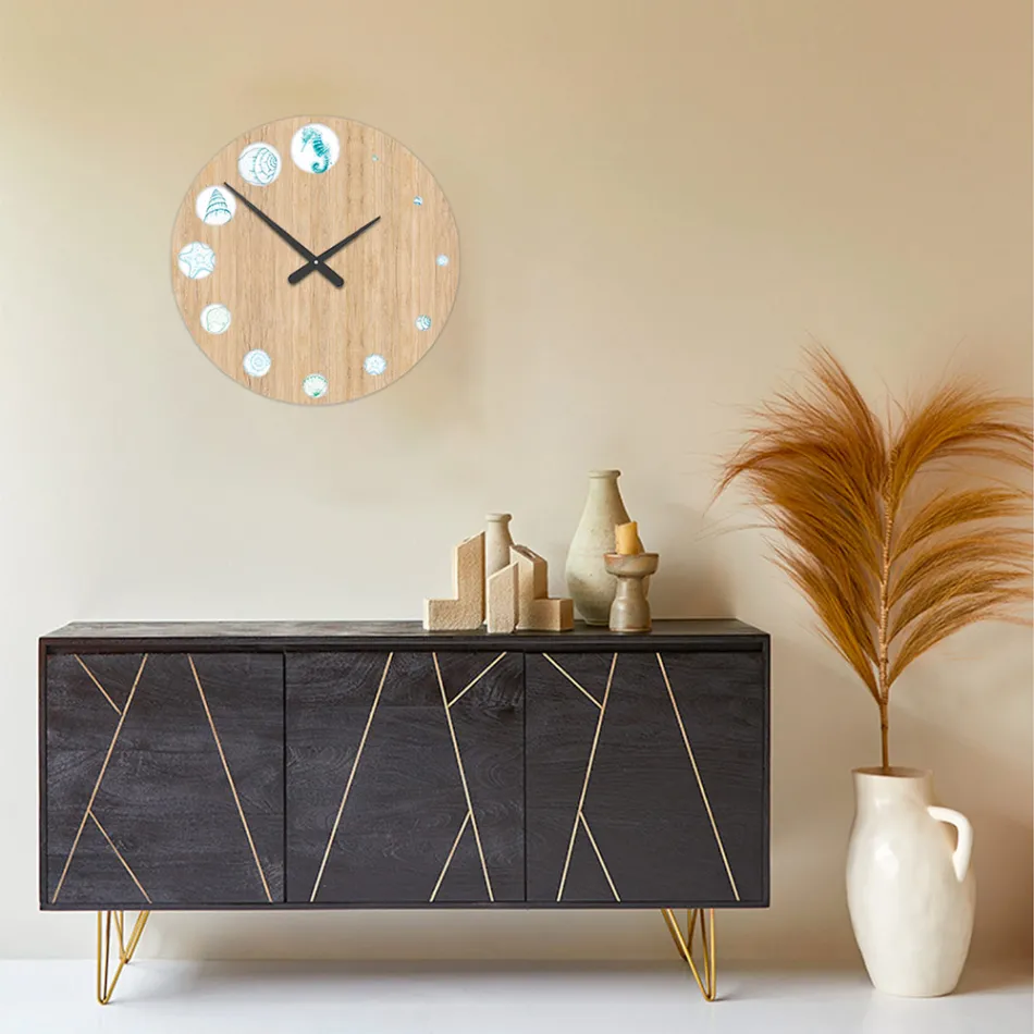 Ceas din lemn cu imprimeu marin Made in Italy - Honduras Viadurini