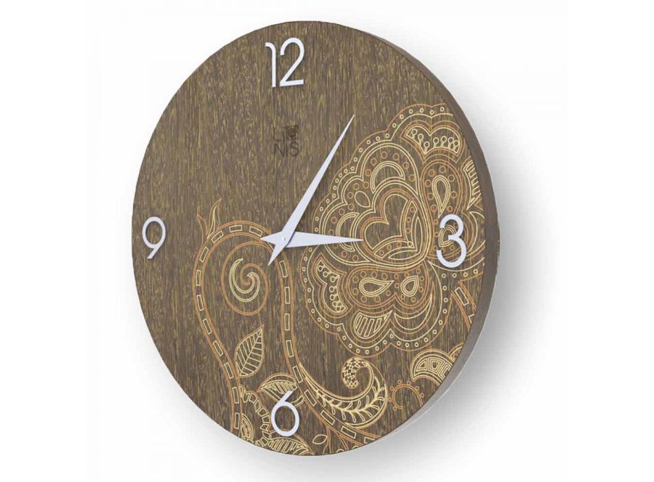 Dolo decorat cu ceas din lemn, design modern, fabricat în Italia Viadurini
