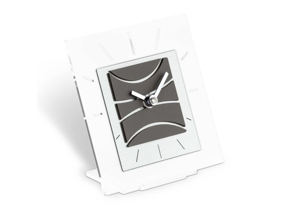 Ceas de Masa Patrat din Metacrilat Transparent Fabricat in Italia - Ciudat Viadurini