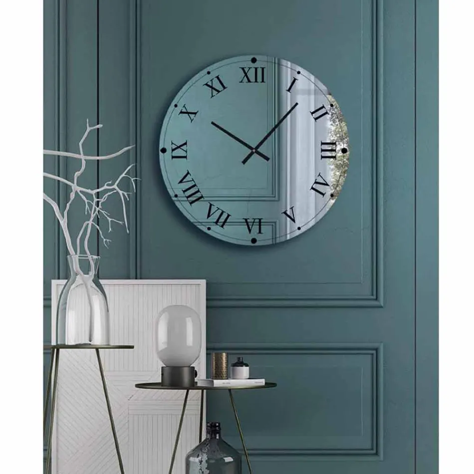 Ceas de perete rotund din cristal cu oglinda Made in Italy - Gear Viadurini