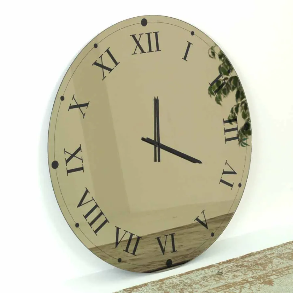 Ceas de perete rotund din cristal cu oglinda Made in Italy - Gear Viadurini