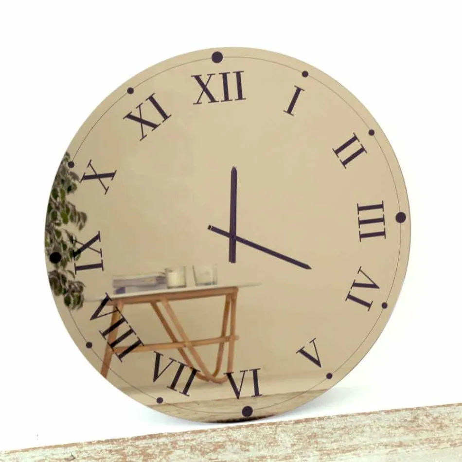 Ceas de perete rotund din cristal cu oglinda Made in Italy - Gear Viadurini