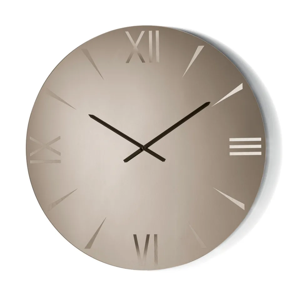 Ceas rotund din sticlă oglindită cu numere gravate cu laser - Clelia Viadurini