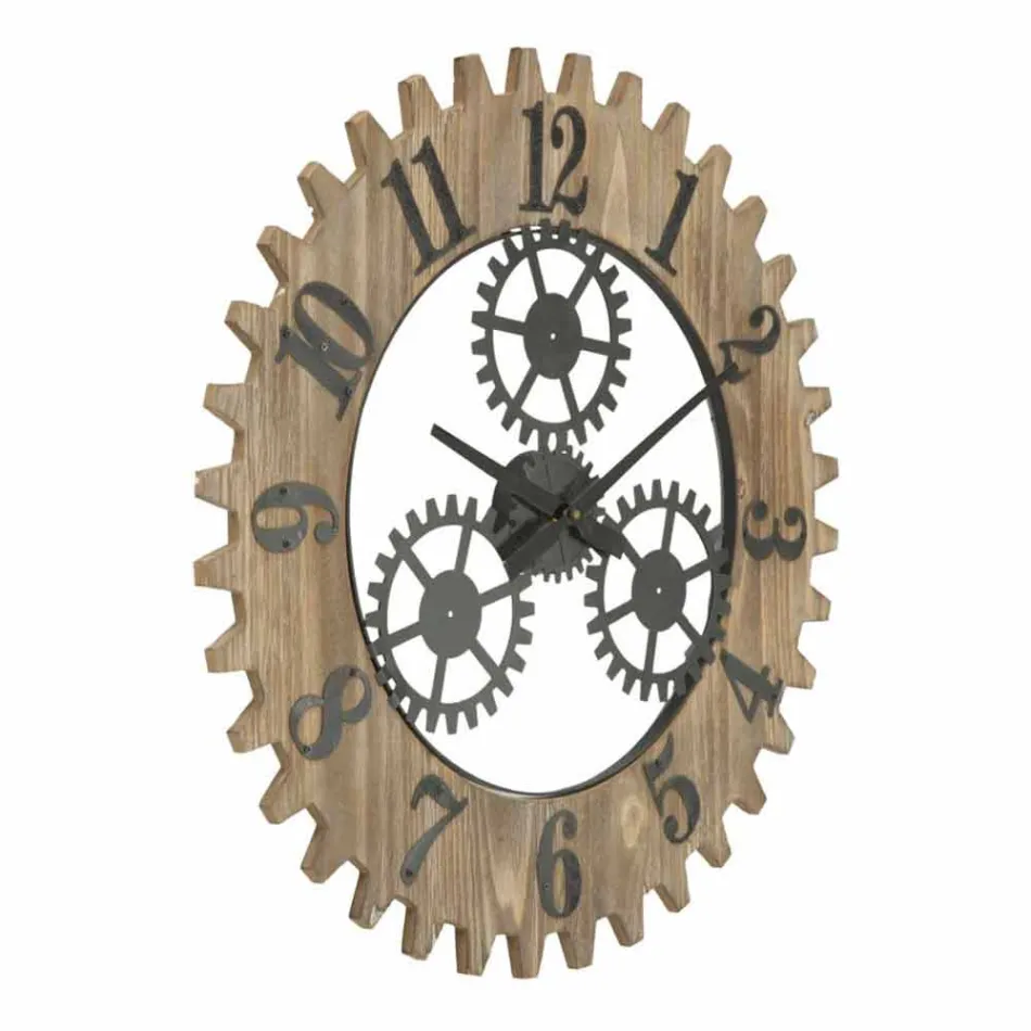 Ceas de perete rotund de design modern, din fier și MDF - Gitta Viadurini