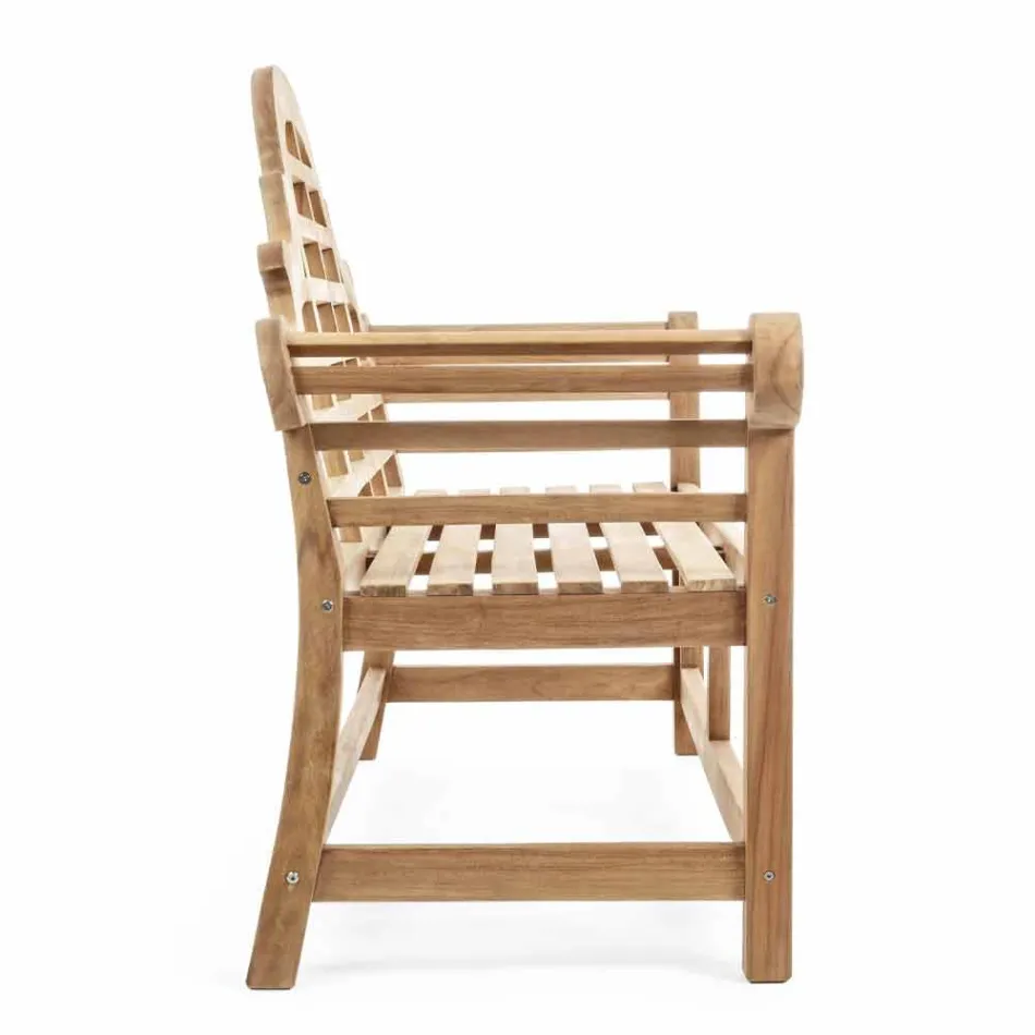 Bancă de grădină din lemn de teak cu design rustic - Simonia Viadurini