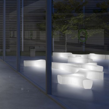 Bancă de grădină luminoasă din polietilenă cu LED Made in Italy - Galatea