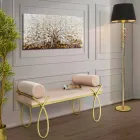 Banc modern dreptunghiular din fier, MDF și țesături - Harding Viadurini