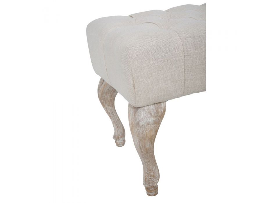 Bancă Shabby Chic din lemn cu scaun din țesătură matlasată - Rocchetta