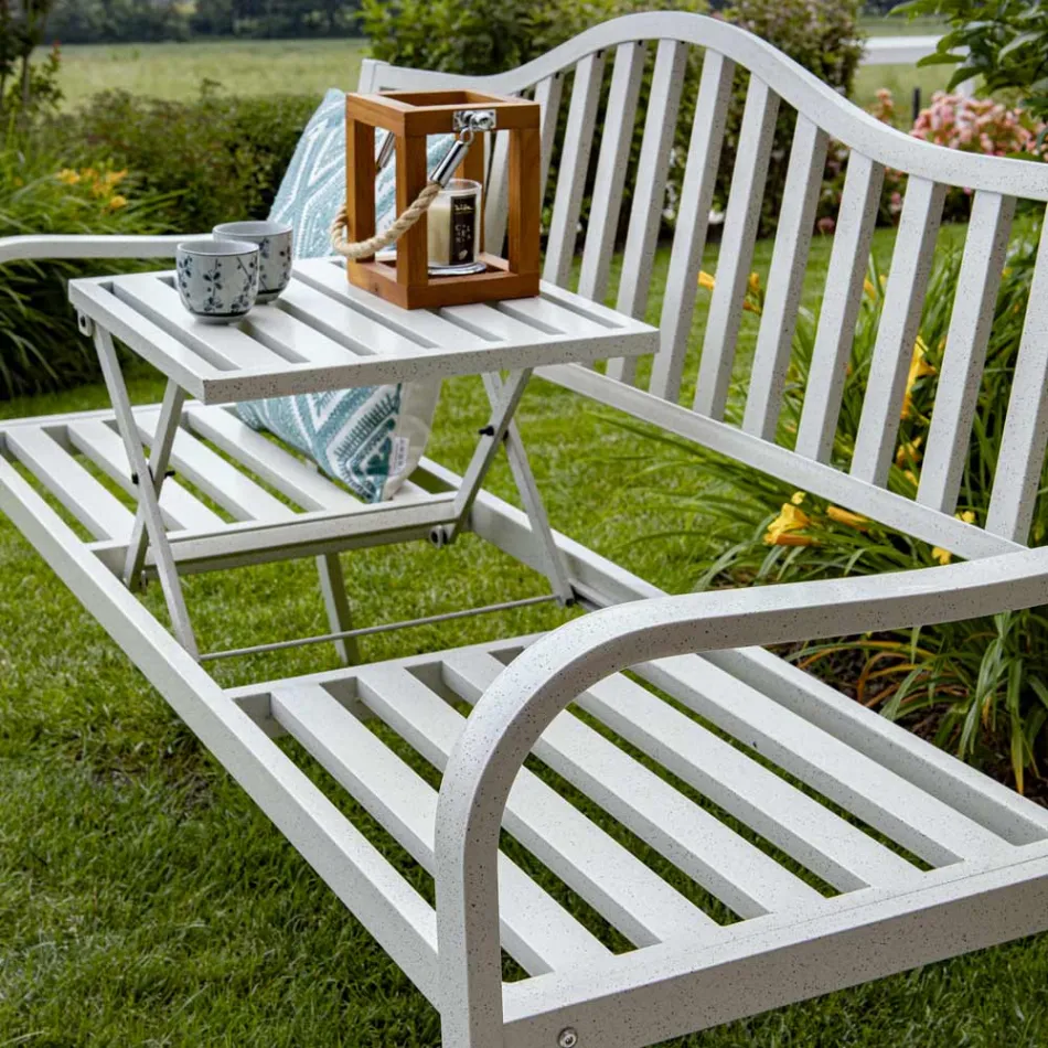 Bancă de exterior din metal cu masă retractabilă - Graffetta Viadurini