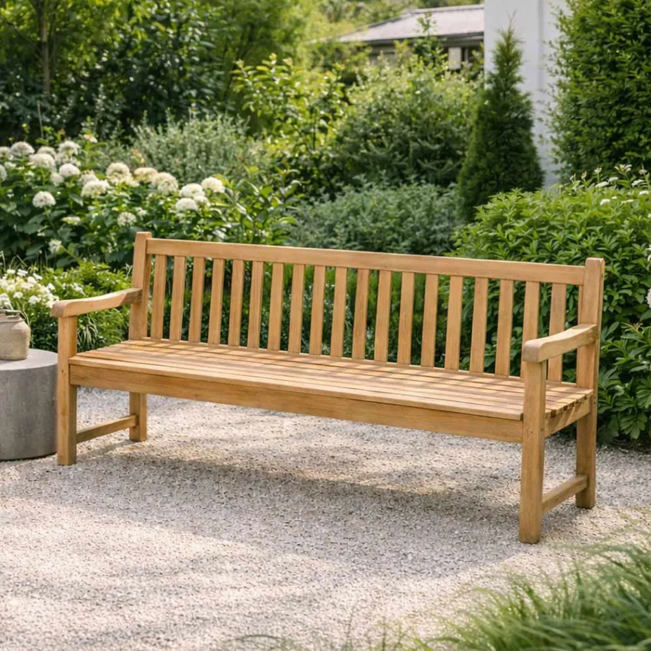 Bancă de grădină din Teak natural de diferite dimensiuni - Yggdrasil Viadurini