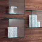 Panou de perete din rafturi din lemn de sticlă și sticlă Canaletto 2 dimensiuni - Busuioc Viadurini