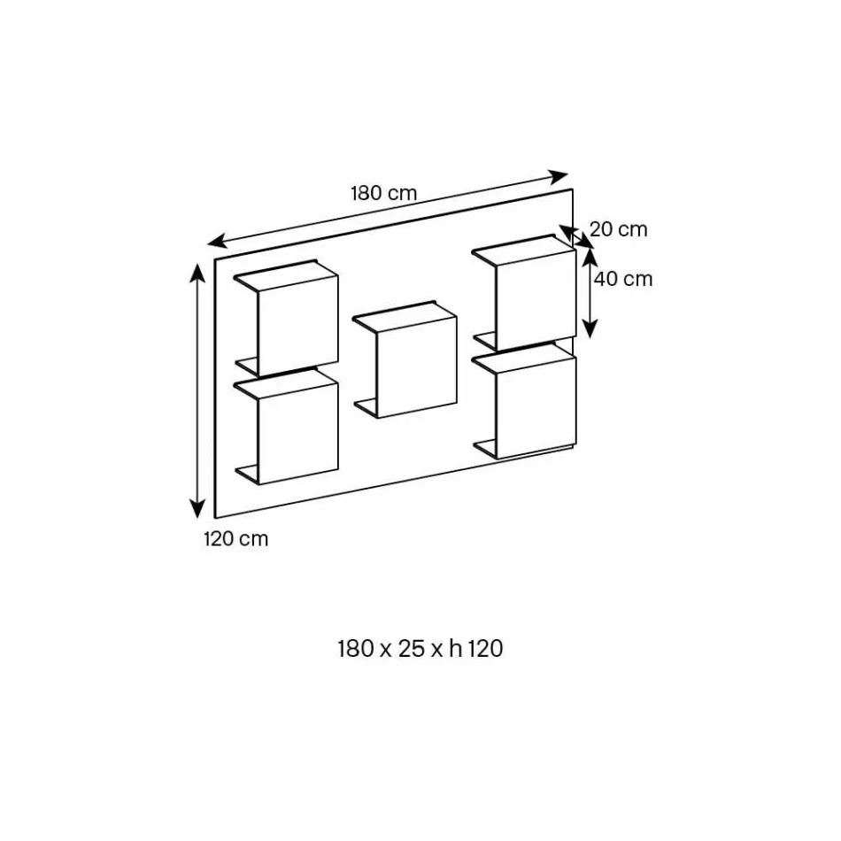 Panou de perete din rafturi din lemn de sticlă și sticlă Canaletto 2 dimensiuni - Busuioc Viadurini