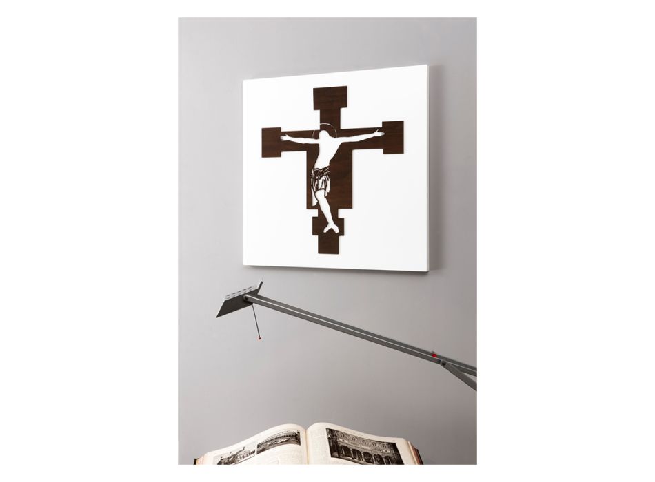 Panou alb cu imaginea Crucifixului Made in Italy - Airi Viadurini