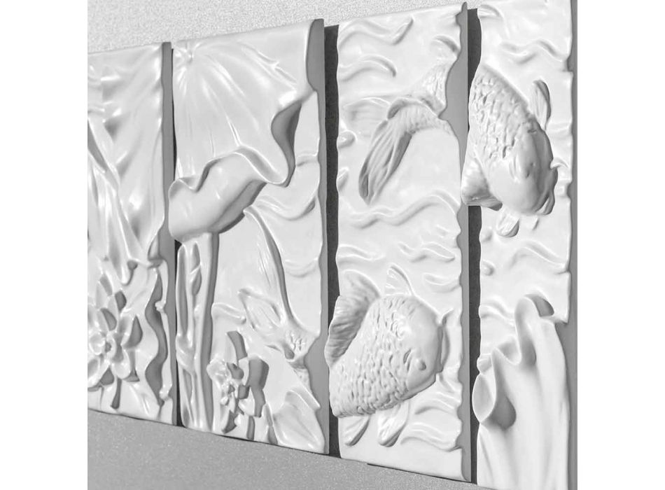 Panou de perete decorativ Modern Design Ceramica albă și gri - Giappoko Viadurini