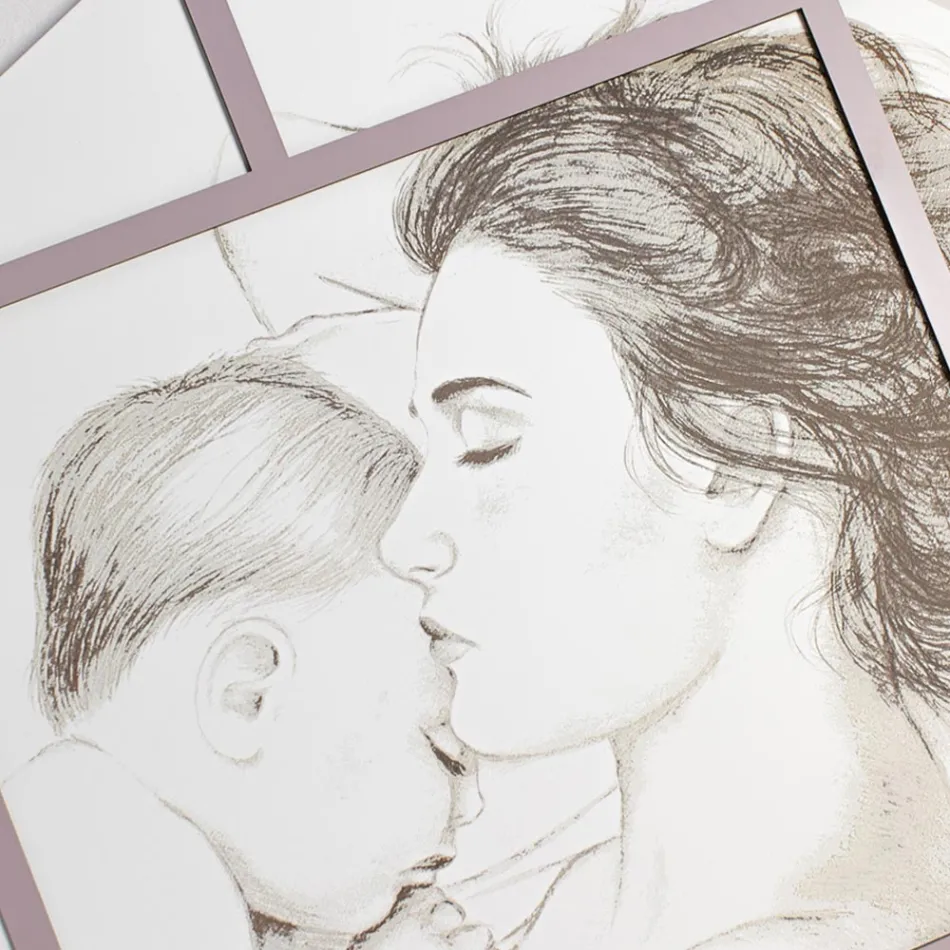 Panou gravat cu laser cu femeie și copil Made in Italy - Harald Viadurini