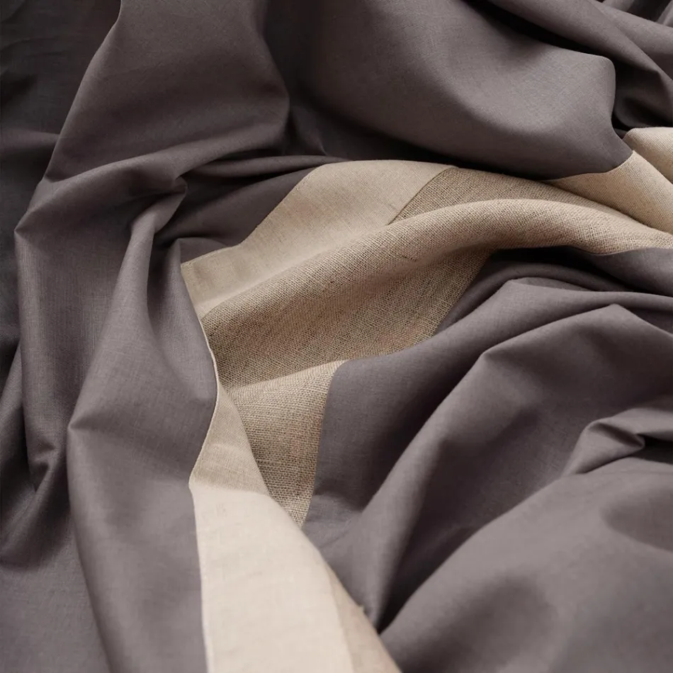 Set cuvertură de pilota din 90% bumbac și 10% in cu 2 fețe de pernă Fabricat în Italia - Nestle Viadurini