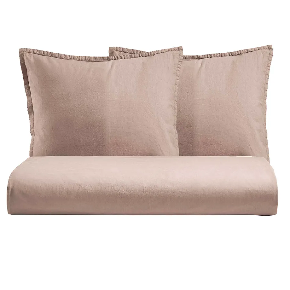 Set cuvertură de pilota dublă din bumbac pur vopsit în haine cu 2 fețe de pernă - Delicatese Viadurini