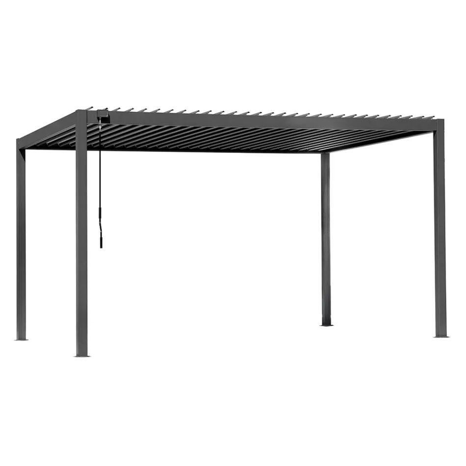 Pergolă din aluminiu antracit cu acoperiș reglabil - Vitta Viadurini