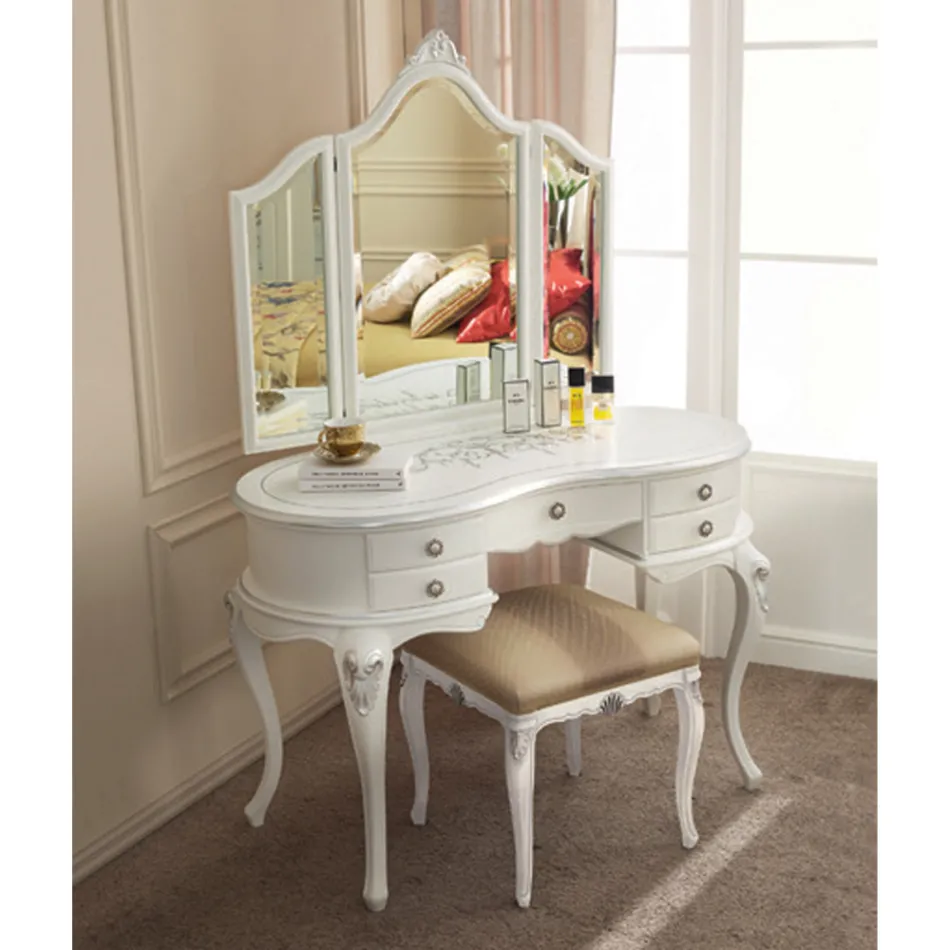 Pieptene de machiaj clasic din lemn cu oglinda Made in Italy - Cambrige Viadurini