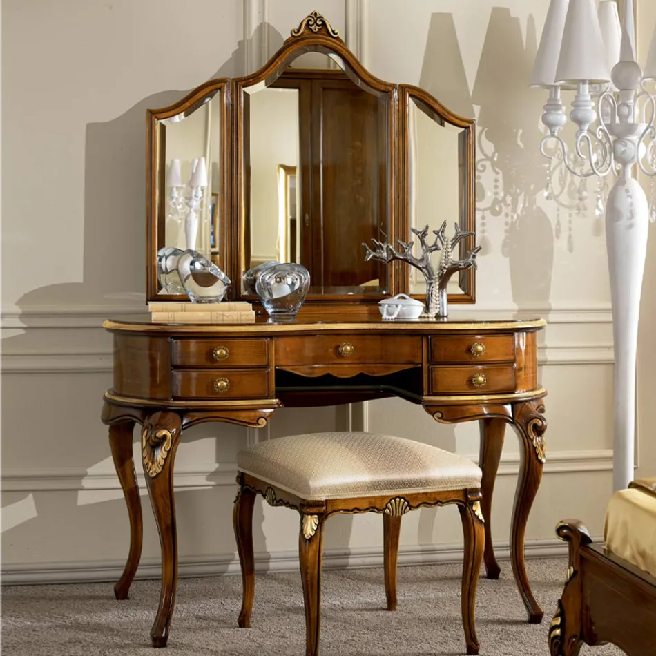 Pieptene de machiaj clasic din lemn cu oglinda Made in Italy - Cambrige Viadurini