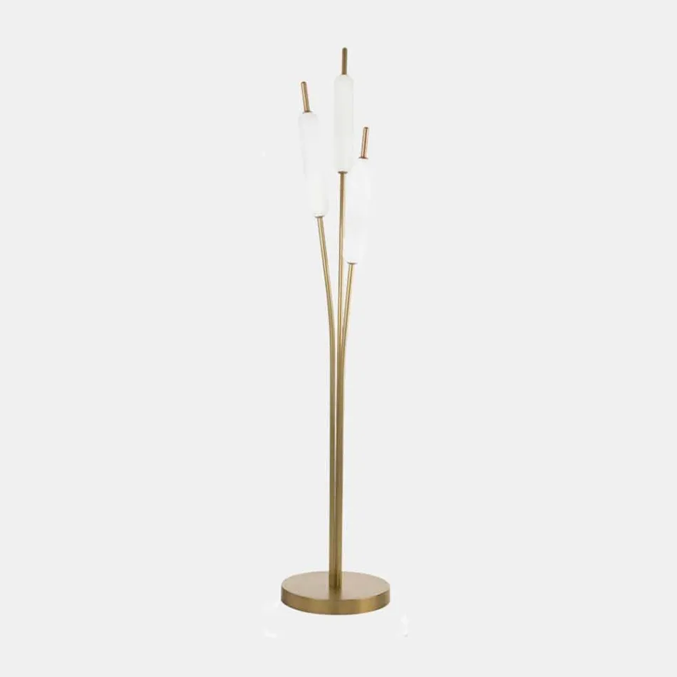 Lampă de podea cu 3 lumini din alamă și sticlă Design elegant modern - Typha de Il Fanale Viadurini