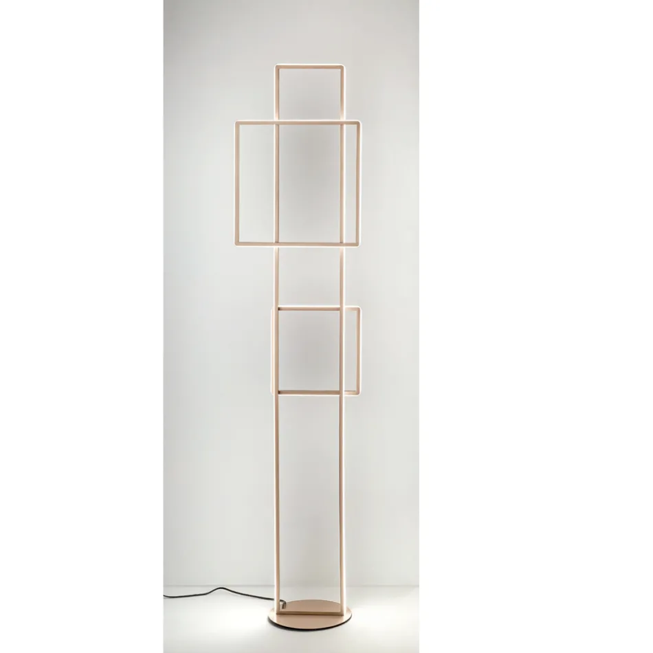 Lampă de podea LED de design din metal vopsit auriu sau argintiu - Formală Viadurini