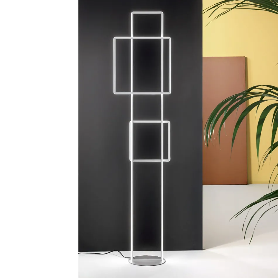 Lampă de podea LED de design din metal vopsit auriu sau argintiu - Formală Viadurini