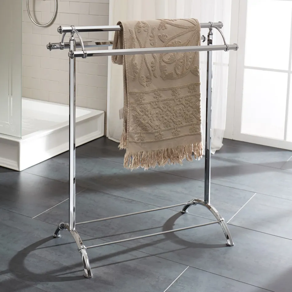 Suport pentru prosoape de baie vintage din alamă, fabricat în Italia - Aristide Viadurini